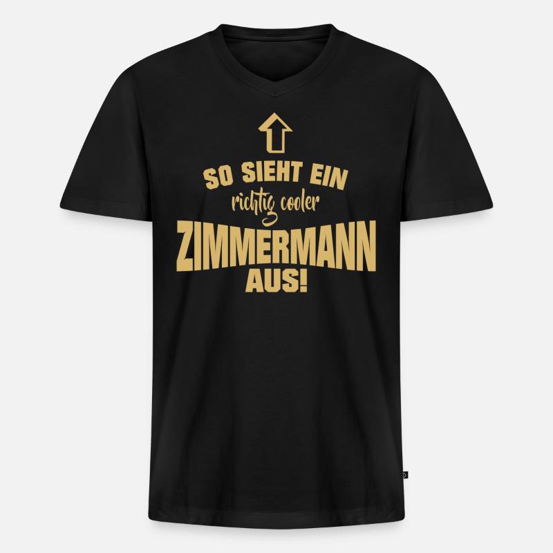 ZIMMERER Handwerk - Männer Premium Bio T-Shirt mit V-Ausschnitt - Schwarz
