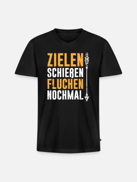 Bogenschützen Pfeil & Bogen Geschenk - Männer Premium Bio T-Shirt mit V-Ausschnitt - Schwarz