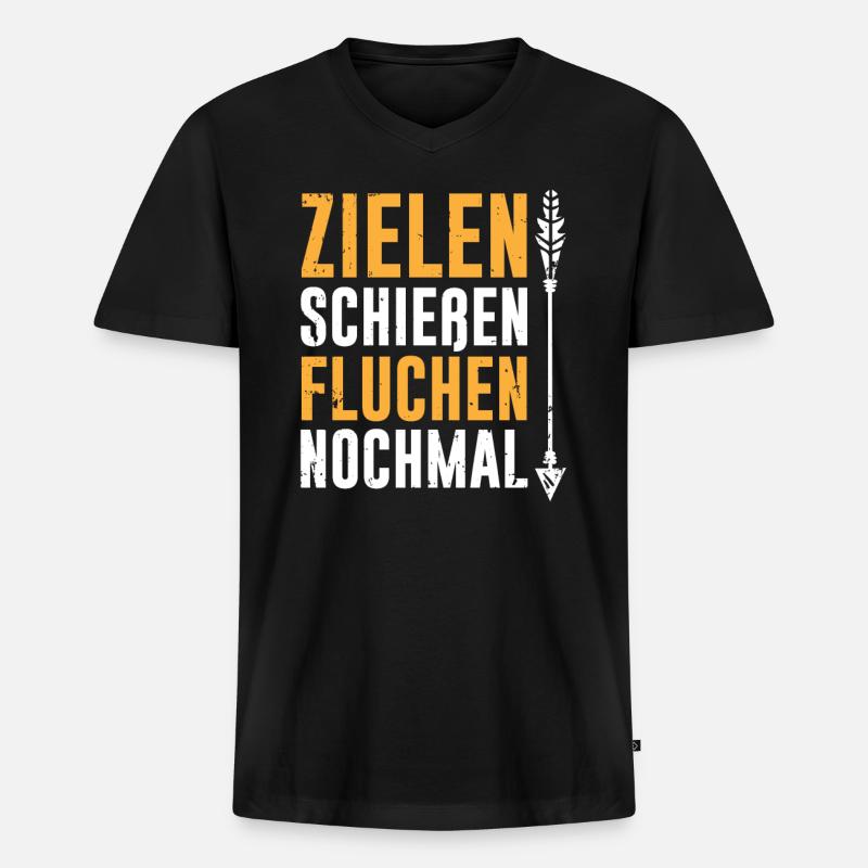 Bogenschützen Pfeil & Bogen Geschenk - Männer Premium Bio T-Shirt mit V-Ausschnitt - Schwarz