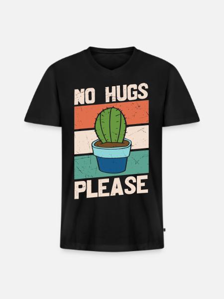 No Hugs Please - Men's Premium Organic T-shirt with V-neck - black