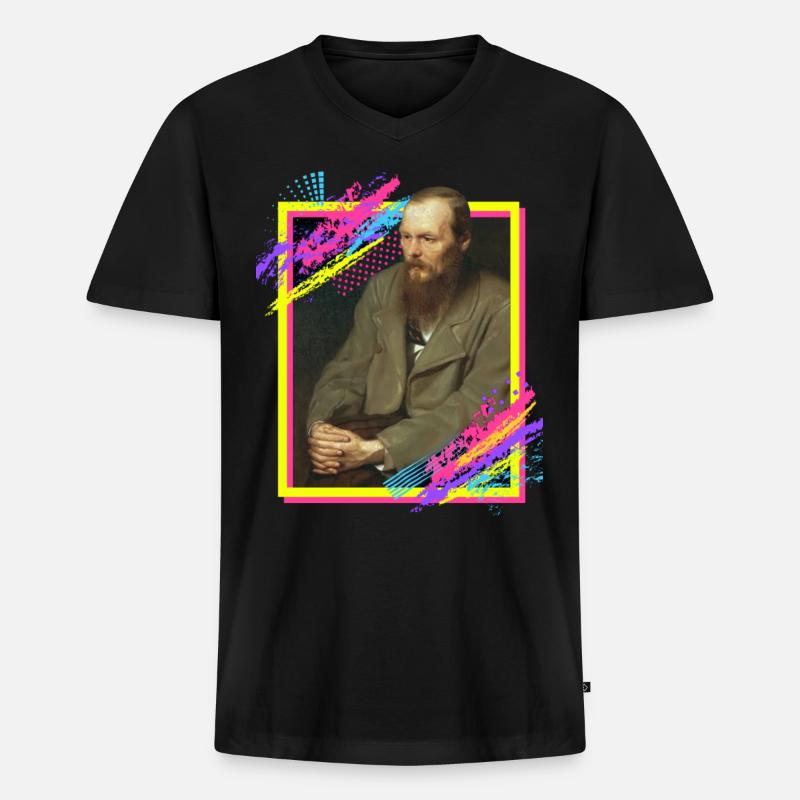 Dostojewski - Männer Premium Bio T-Shirt mit V-Ausschnitt - Schwarz