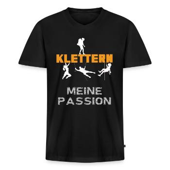 Klettern Bergsteigen Design für Kletterer - Männer Premium Bio T-Shirt mit V-Ausschnitt - Schwarz - Vorne - Nico (187cm)
