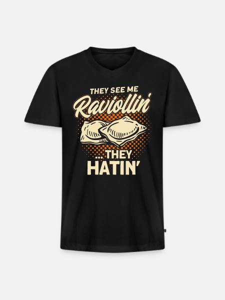 Noodles Noodle Lover Ravioli Gift - Men's Premium Organic T-shirt with V-neck - black