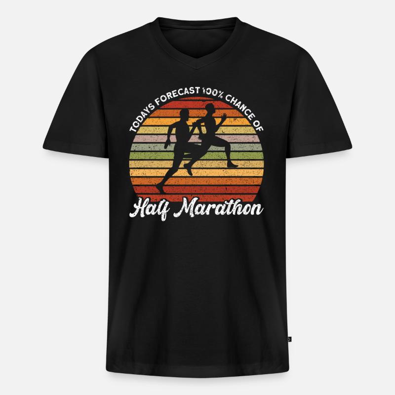 Läufer Halbmarathon Jogger Geschenk - Männer Premium Bio T-Shirt mit V-Ausschnitt - Schwarz