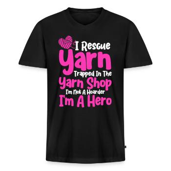 Knitting Knitting Lovers Knitting Gift - Men's Premium Organic T-shirt with V-neck - black - Front - Nico (187cm)