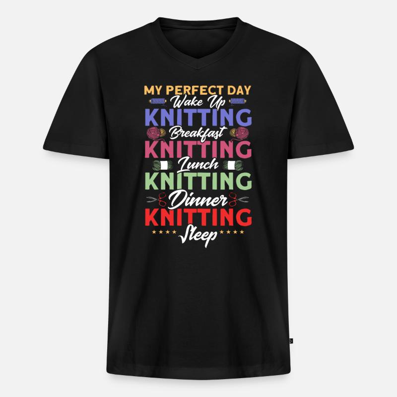 Stricken Stoff Stricken Stricken Geschenk - Männer Premium Bio T-Shirt mit V-Ausschnitt - Schwarz