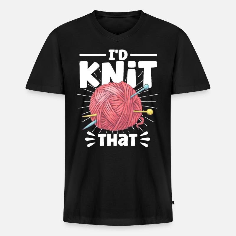 Stricken Stoff Stricken Stricken Geschenk - Männer Premium Bio T-Shirt mit V-Ausschnitt - Schwarz