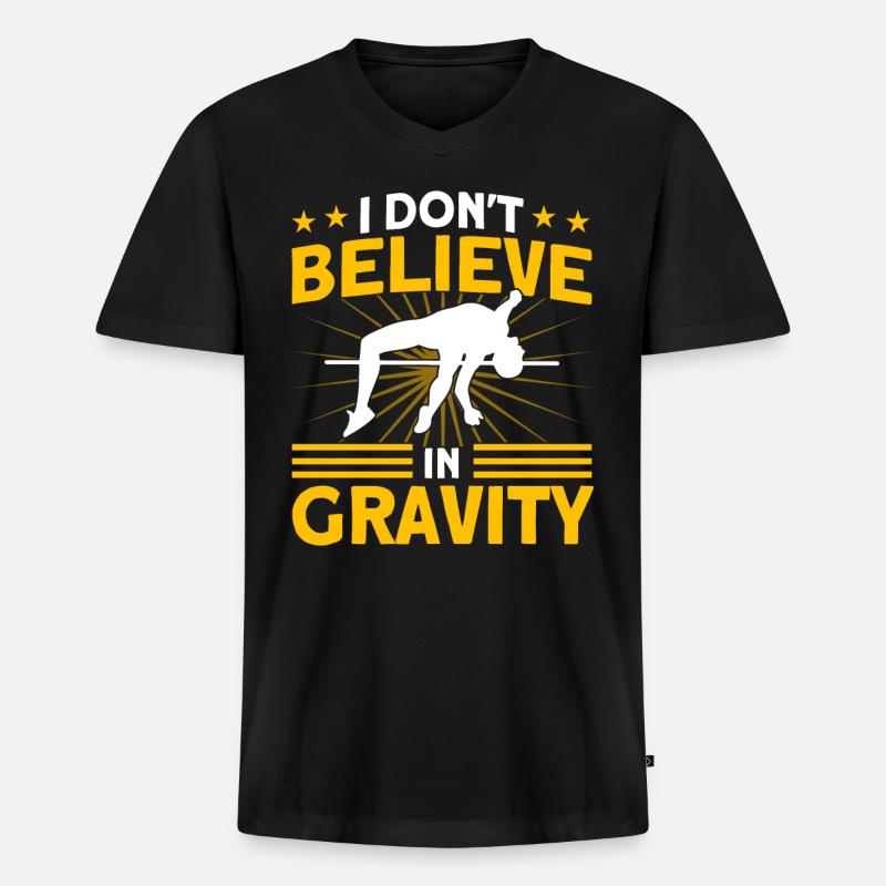 Stabhochsprung Leichtathletik Springen Geschenk - Männer Premium Bio T-Shirt mit V-Ausschnitt - Schwarz