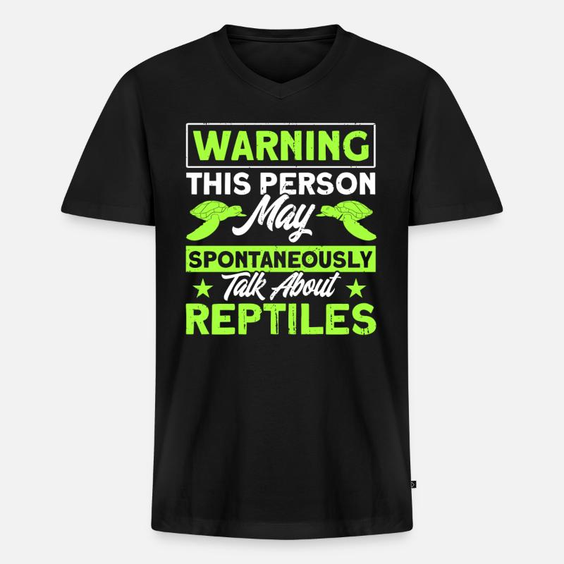 Reptil Reptilien Eidechsen Geschenk - Männer Premium Bio T-Shirt mit V-Ausschnitt - Schwarz