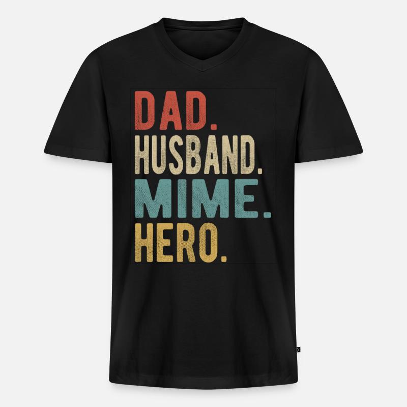 Pantomime Papa Ehemann Held - Männer Premium Bio T-Shirt mit V-Ausschnitt - Schwarz