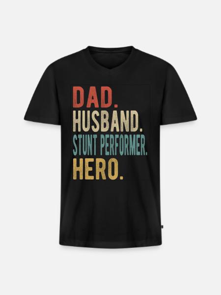 Stuntman Papa Husband Hero - Men's Premium Organic T-shirt with V-neck - black