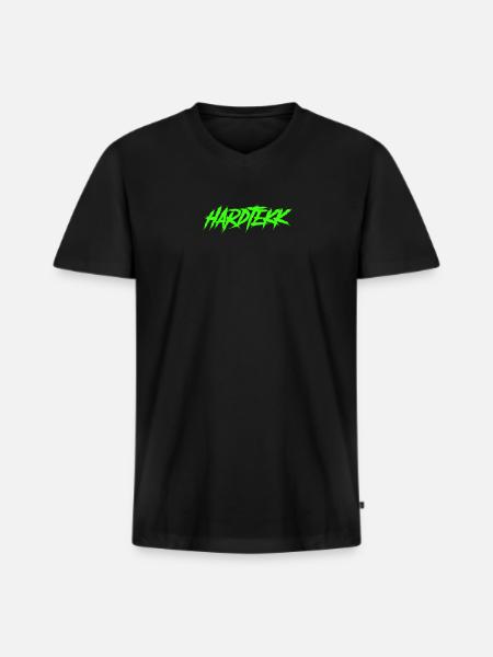 Hardtekk Green Techno Party Raver Outfit - Men's Premium Organic T-shirt with V-neck - black