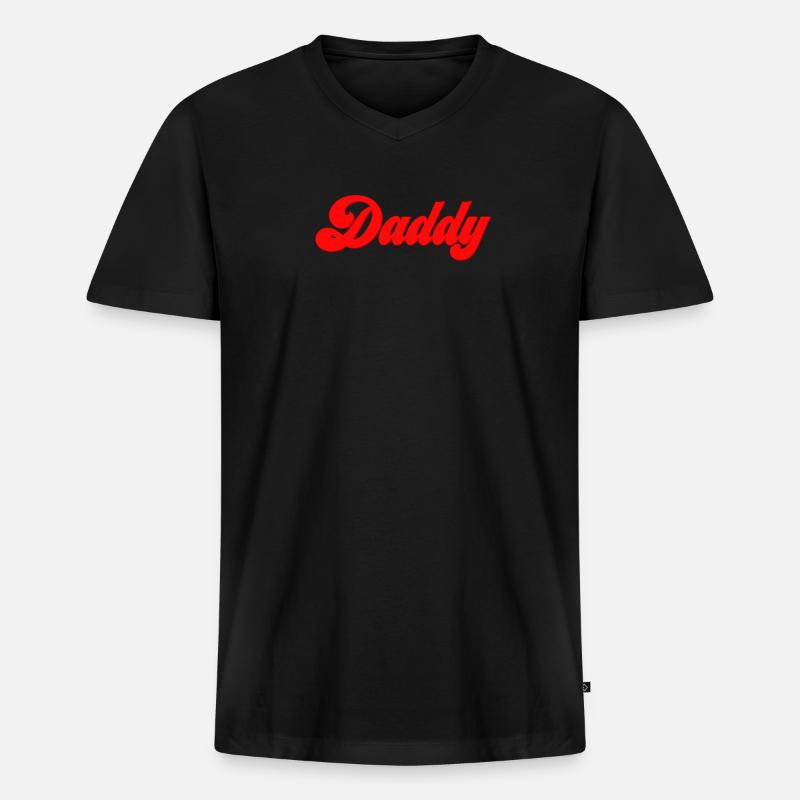 daddy brat red 2 - Männer Premium Bio T-Shirt mit V-Ausschnitt - Schwarz