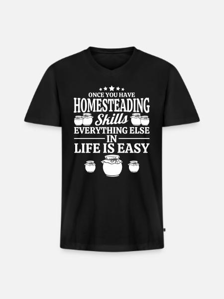 Skills of a self-sufficient canning - Men's Premium Organic T-shirt with V-neck - black