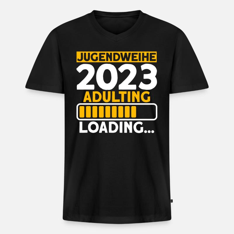 Jugendweihe 2023 Adulting Loading… Geschenk - Männer Premium Bio T-Shirt mit V-Ausschnitt - Schwarz