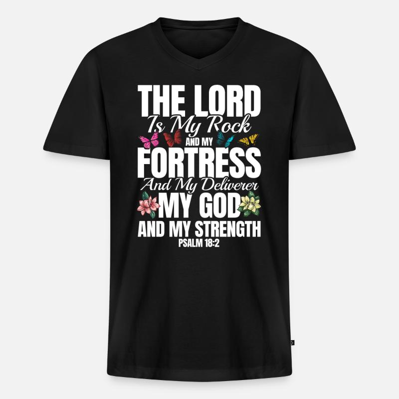 Religiös Inspirierend Bibelvers Geschenk - Männer Premium Bio T-Shirt mit V-Ausschnitt - Schwarz