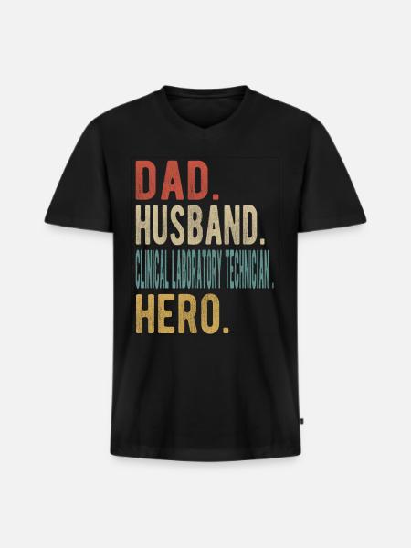 Klinisk laborant Far Mand Hero - Premium økologisk T-shirt med V-hals til mænd - sort