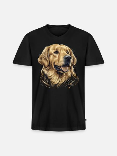 Golden Retriever head - Men's Premium Organic T-shirt with V-neck - black