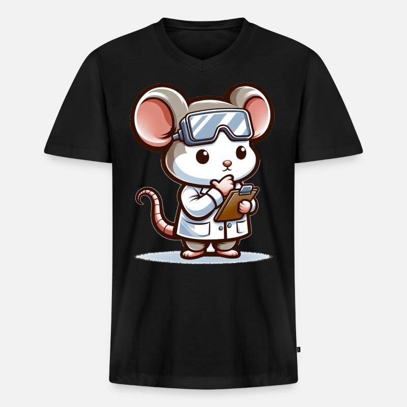 Cute Mouse Scientist - Männer Premium Bio T-Shirt mit V-Ausschnitt - Schwarz