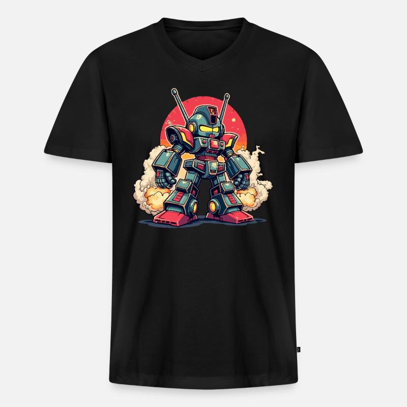 Roboter, Digitale Kunst - Männer Premium Bio T-Shirt mit V-Ausschnitt - Schwarz