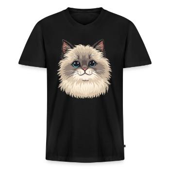 Ragdoll Katze - Männer Premium Bio T-Shirt mit V-Ausschnitt - Schwarz - Vorne - Nico (187cm)