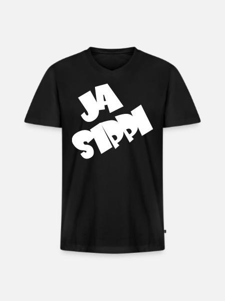 Ja Sippi - Männer Premium Bio T-Shirt mit V-Ausschnitt - Schwarz