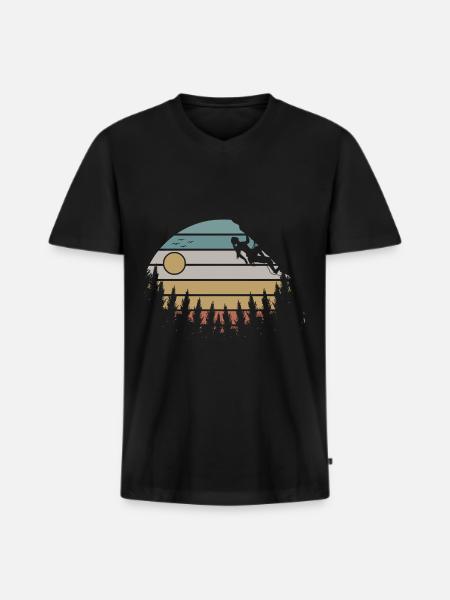 Retro Klettern Mädchen Kletterer Bouldern - Männer Premium Bio T-Shirt mit V-Ausschnitt - Schwarz
