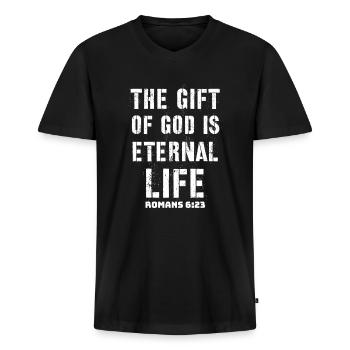 Jesus, Jesus, Jesus Christian Christian Christian - Men's Premium Organic T-shirt with V-neck - black - Front - Nico (187cm)