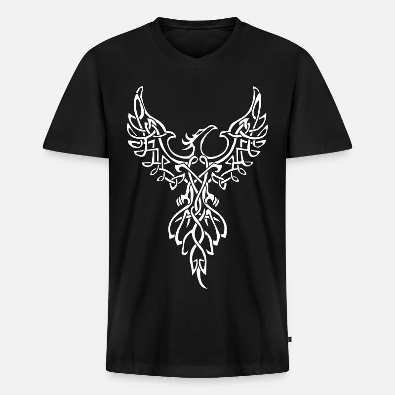 Weißes Phönix-Symbol - Männer Premium Bio T-Shirt mit V-Ausschnitt - Schwarz