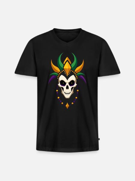 Mardi Gras - Carnival - Skull - Gift - Men's Premium Organic T-shirt with V-neck - black