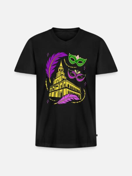 Mardi Gras - Carnival - Mask - Gift - Men's Premium Organic T-shirt with V-neck - black