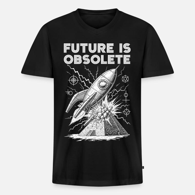 Zukunftsvision Raumfahrt Design - Männer Premium Bio T-Shirt mit V-Ausschnitt - Schwarz