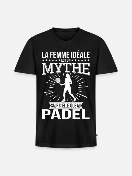 Ideal woman a myth unless she plays padel - Men's Premium Organic T-shirt with V-neck - black