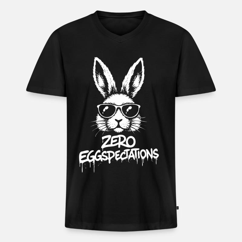 Zero Eggspectations - Männer Premium Bio T-Shirt mit V-Ausschnitt - Schwarz