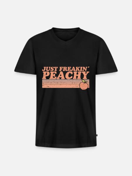 just peachy - peach fruit saying - Men's Premium Organic T-shirt with V-neck - black