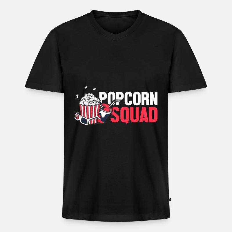 Popcorn - Männer Premium Bio T-Shirt mit V-Ausschnitt - Schwarz