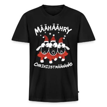 Weihnachtslied Schafe - Männer Premium Bio T-Shirt mit V-Ausschnitt - Schwarz - Vorne - Nico (187cm)