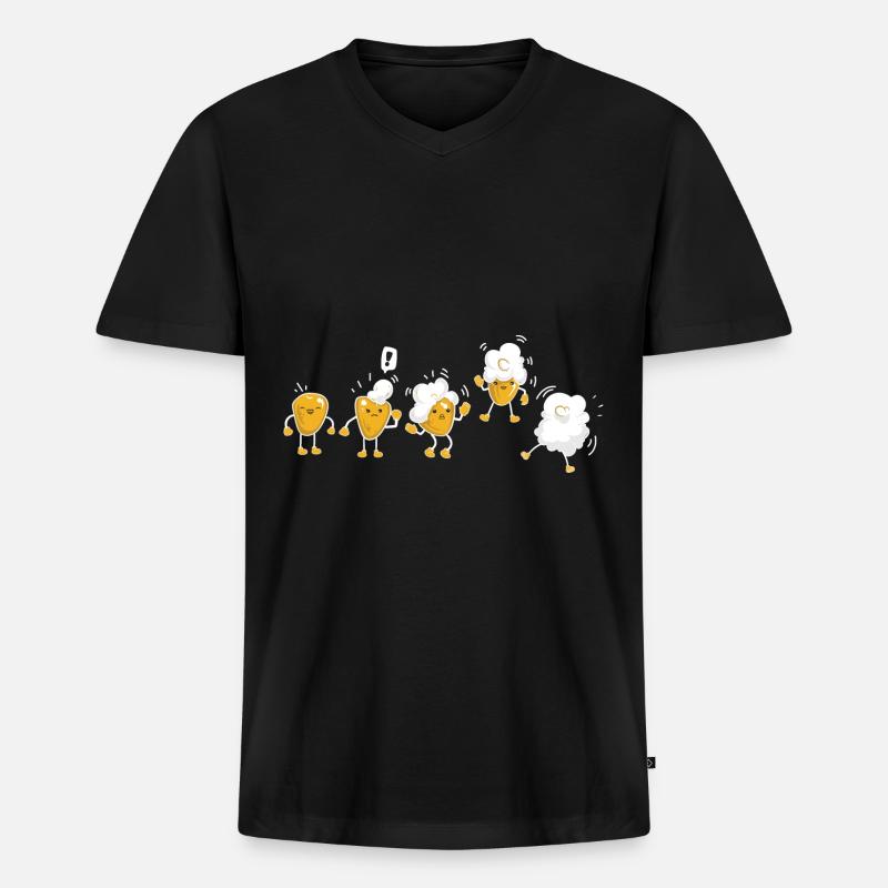 Popcorn - Männer Premium Bio T-Shirt mit V-Ausschnitt - Schwarz