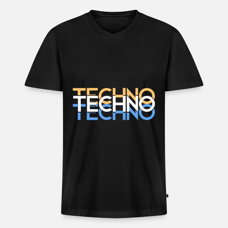 Techno - Männer Premium Bio T-Shirt mit V-Ausschnitt - Schwarz