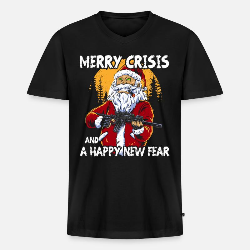 Merry Crisis - Männer Premium Bio T-Shirt mit V-Ausschnitt - Schwarz