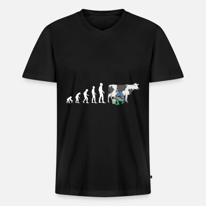 Traite de vache fermier Evolution - T-shirt encolure en V Premium bio Homme - noir