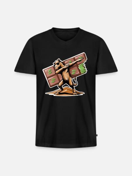 Dabbing Dromedary & Dubai Chocolate - Men's Premium Organic T-shirt with V-neck - black
