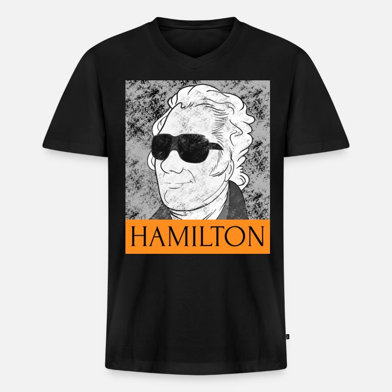 HAMILTON - Männer Premium Bio T-Shirt mit V-Ausschnitt - Schwarz