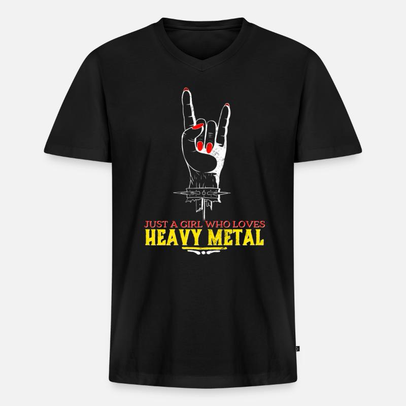 Heavy Metal - Männer Premium Bio T-Shirt mit V-Ausschnitt - Schwarz