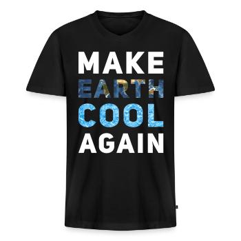 Make Earth cool again - Männer Premium Bio T-Shirt mit V-Ausschnitt - Schwarz - Vorne - Nico (187cm)