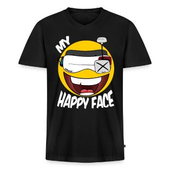 FPV DRONE MON VISAGE HEUREUX - T-shirt encolure en V Premium bio Homme - noir - Devant - Nico (187cm)
