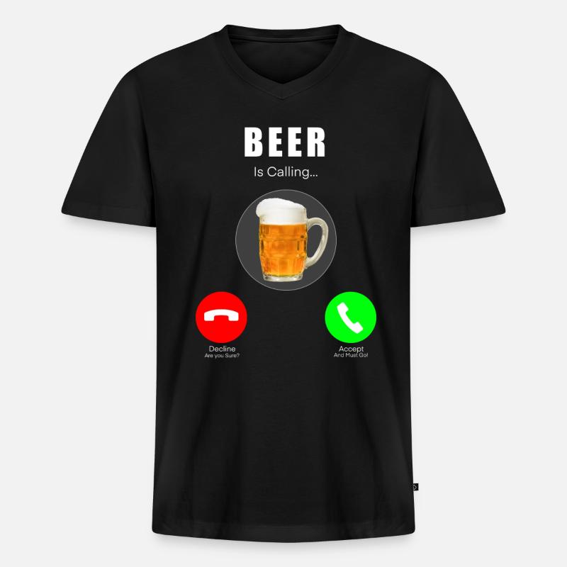 Bier ruft / Beer Is Calling - Männer Premium Bio T-Shirt mit V-Ausschnitt - Schwarz