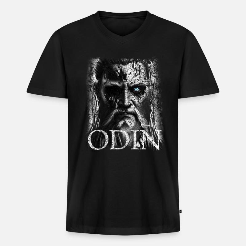 Odin - Männer Premium Bio T-Shirt mit V-Ausschnitt - Schwarz