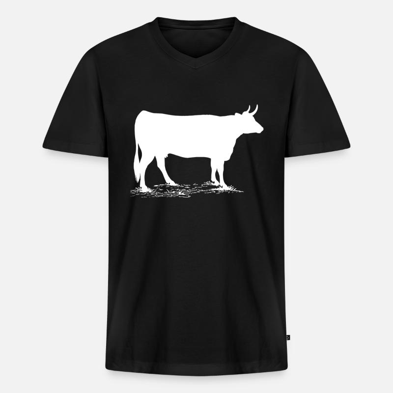Kuh - Männer Premium Bio T-Shirt mit V-Ausschnitt - Schwarz