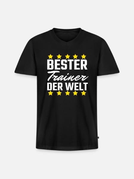 Bester Trainer - Männer Premium Bio T-Shirt mit V-Ausschnitt - Schwarz